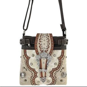 Justin’s conceal carry Elegant Cream and Brown Women's Bag crossbody